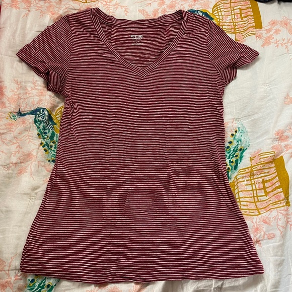 Maroon Striped V-Neck Tee - Picture 1 of 2